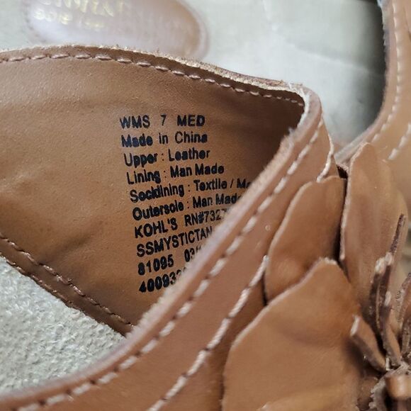 Croft & Barrow Sole Sense-ability Tan Leather Flower Sandals  Boho Hippie,size 7 - Picture 8 of 10